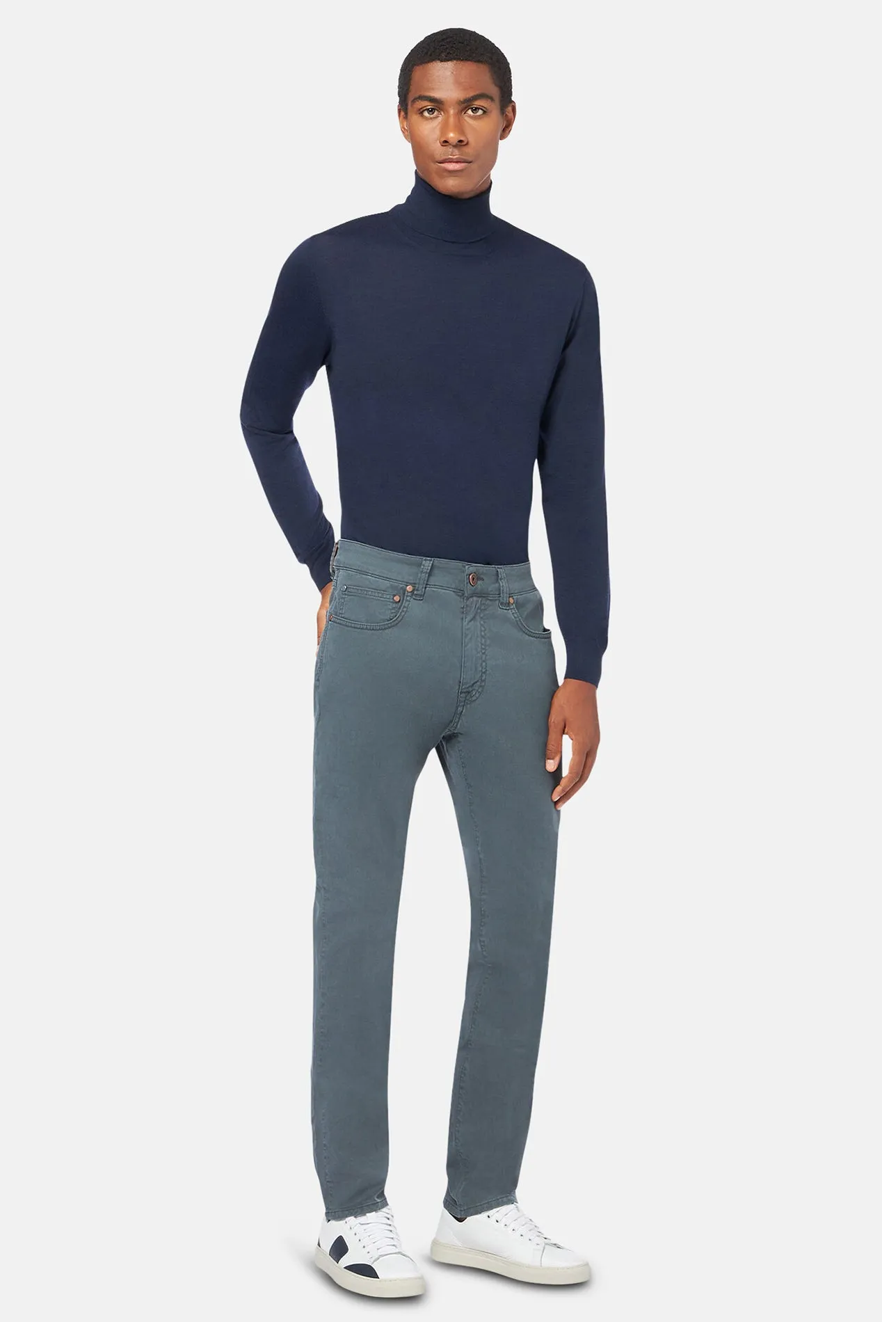 5 Pocket Cotton/Silk Trouser Charcoal
