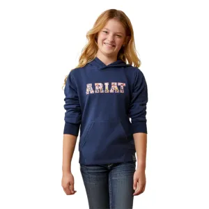 Ariat® Youth Girl's 3D Logo 2.0 Navy & Red Hoodie 10043381