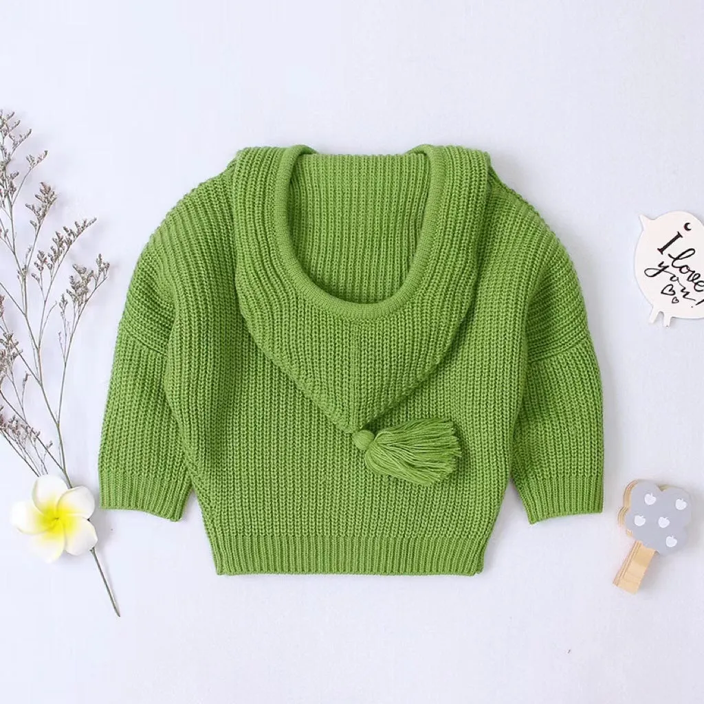 Baby Girl Solid Color Bow Tie Patched Design Simply Style Knitted Hoodies Sweater by MyKids-USA™