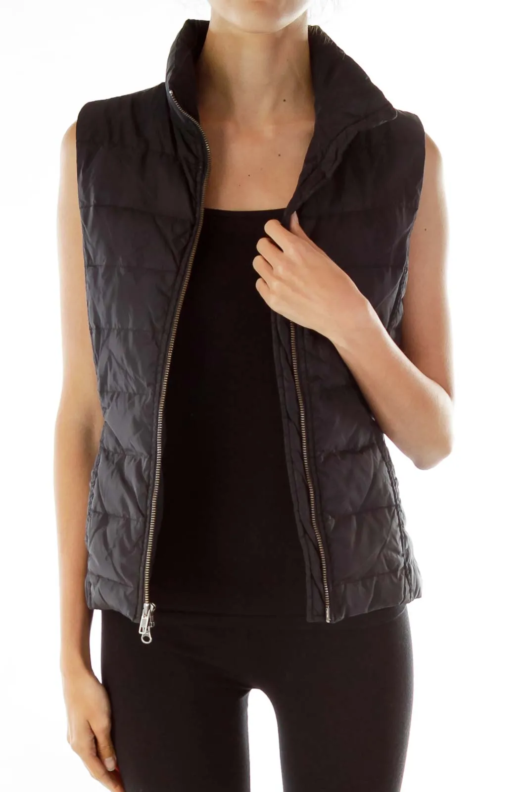 Black Padded Sleeveless Coat