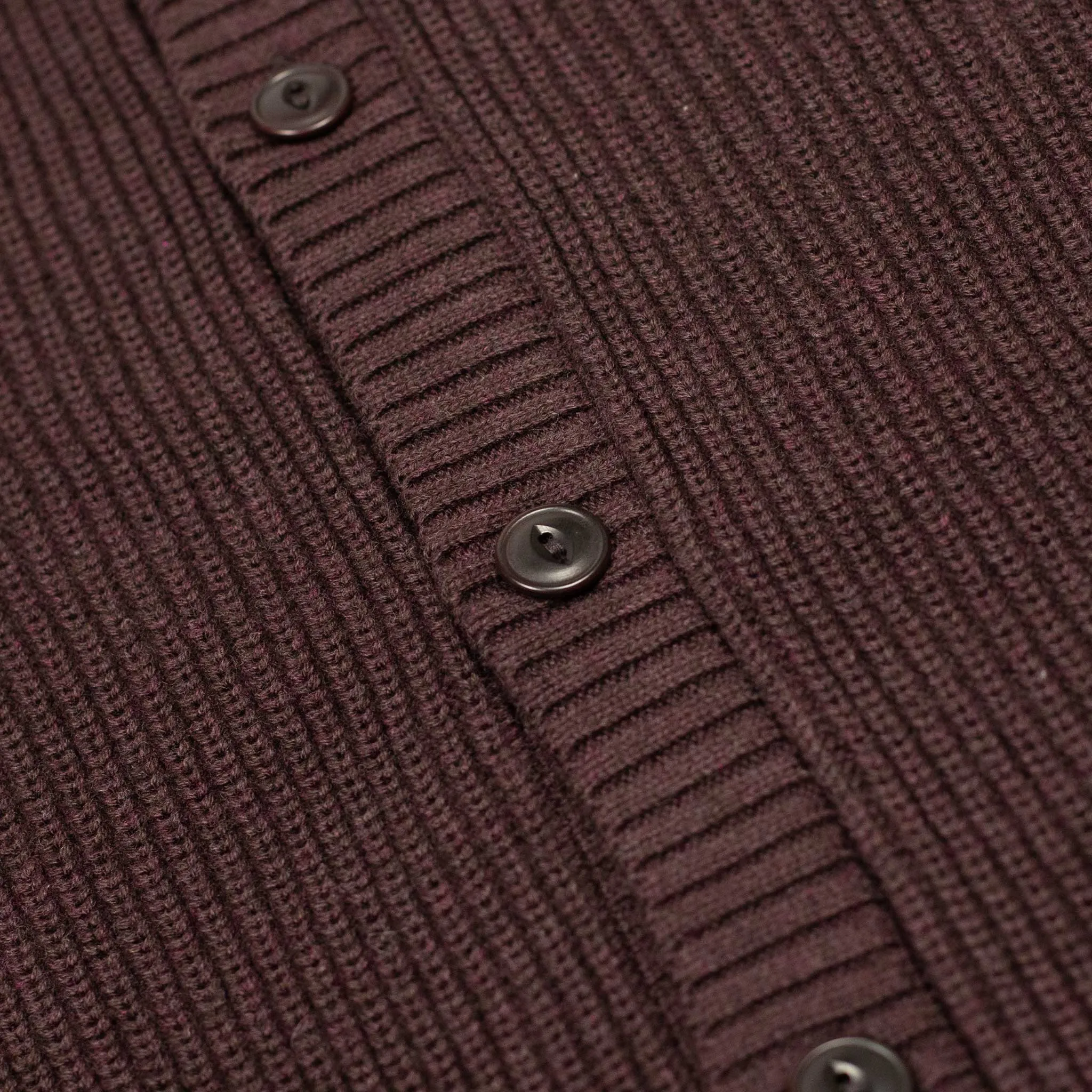 Collared cardigan in burgundy pima cotton