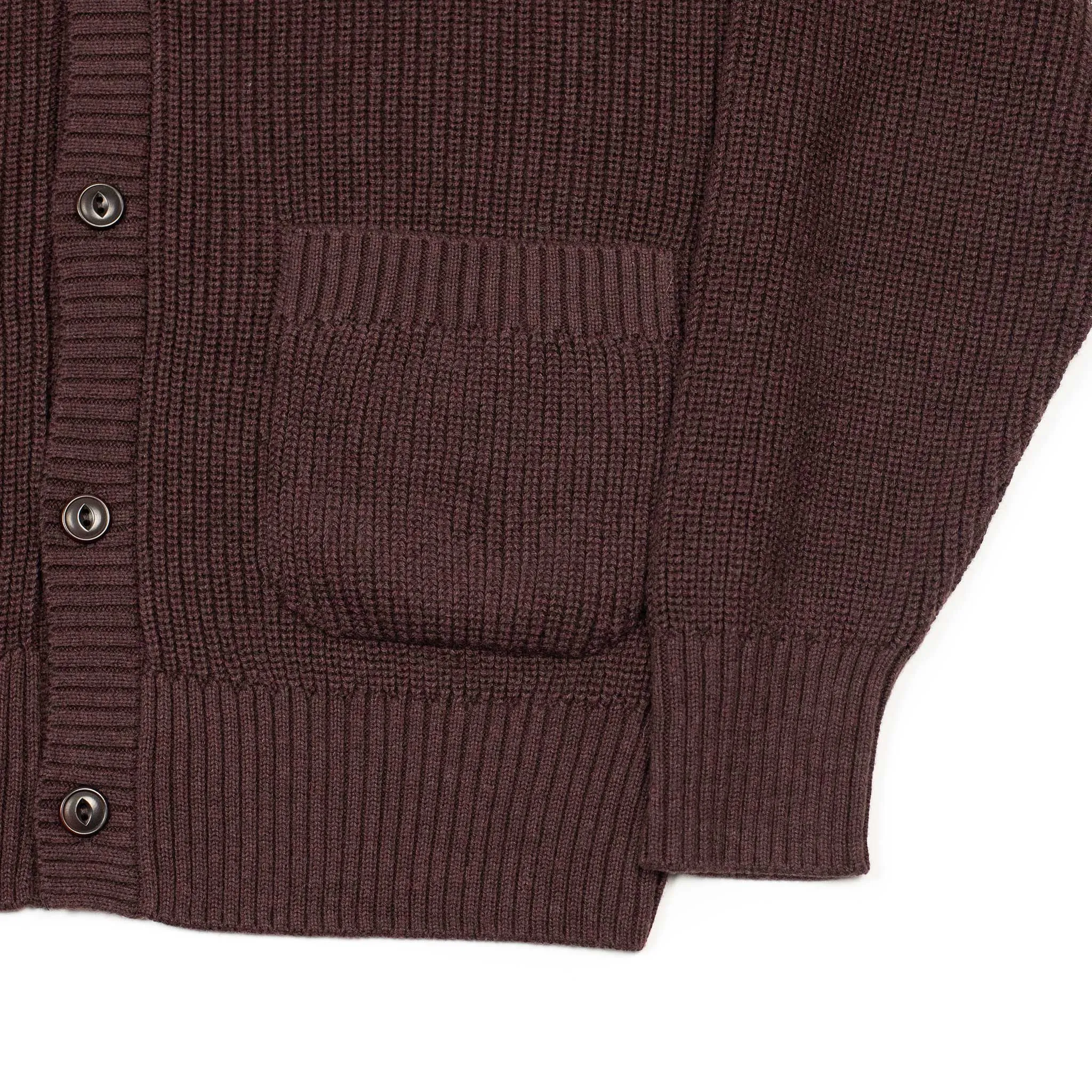 Collared cardigan in burgundy pima cotton