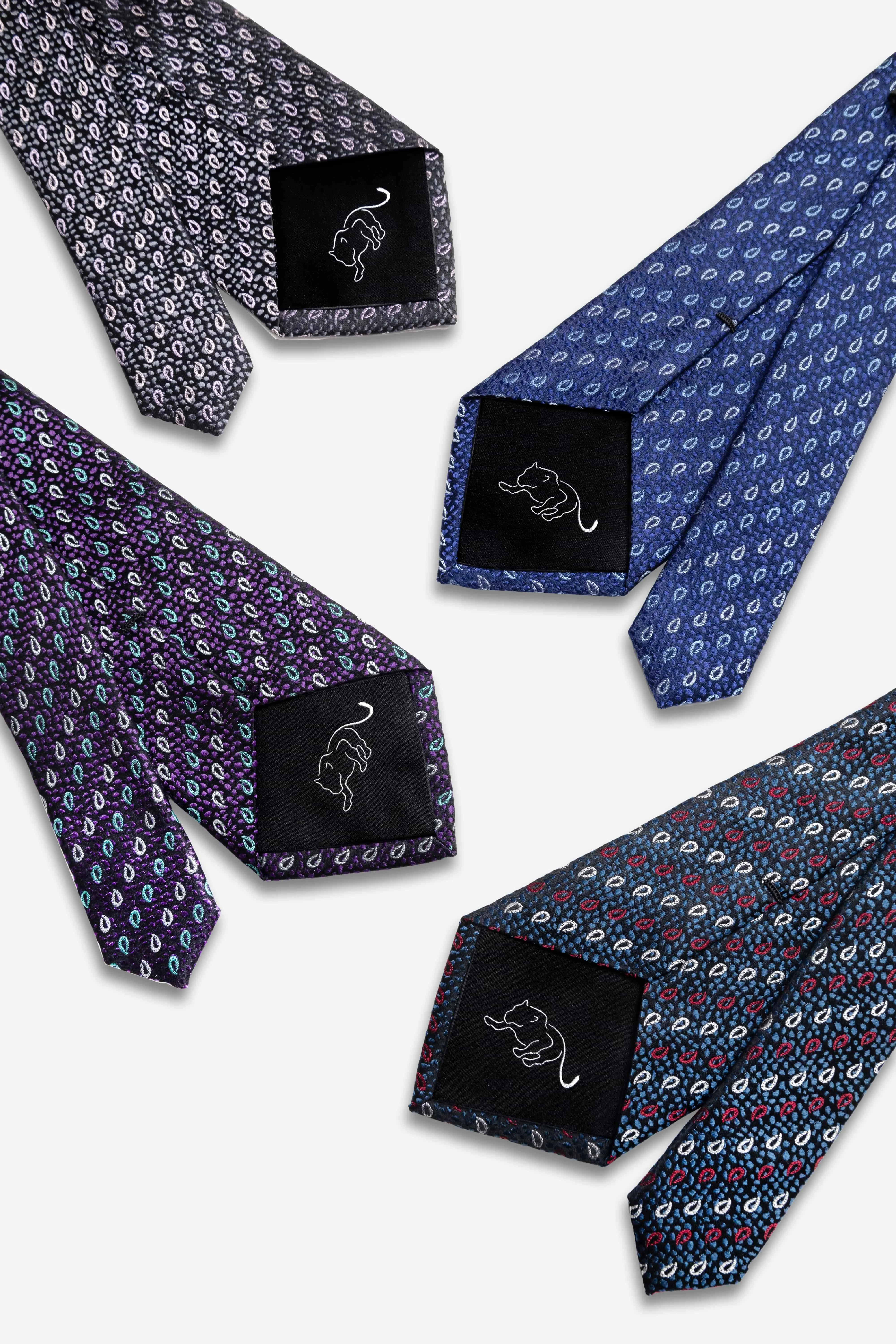 Danbury Paisley Silk Tie, Blue / Light Blue / Silver