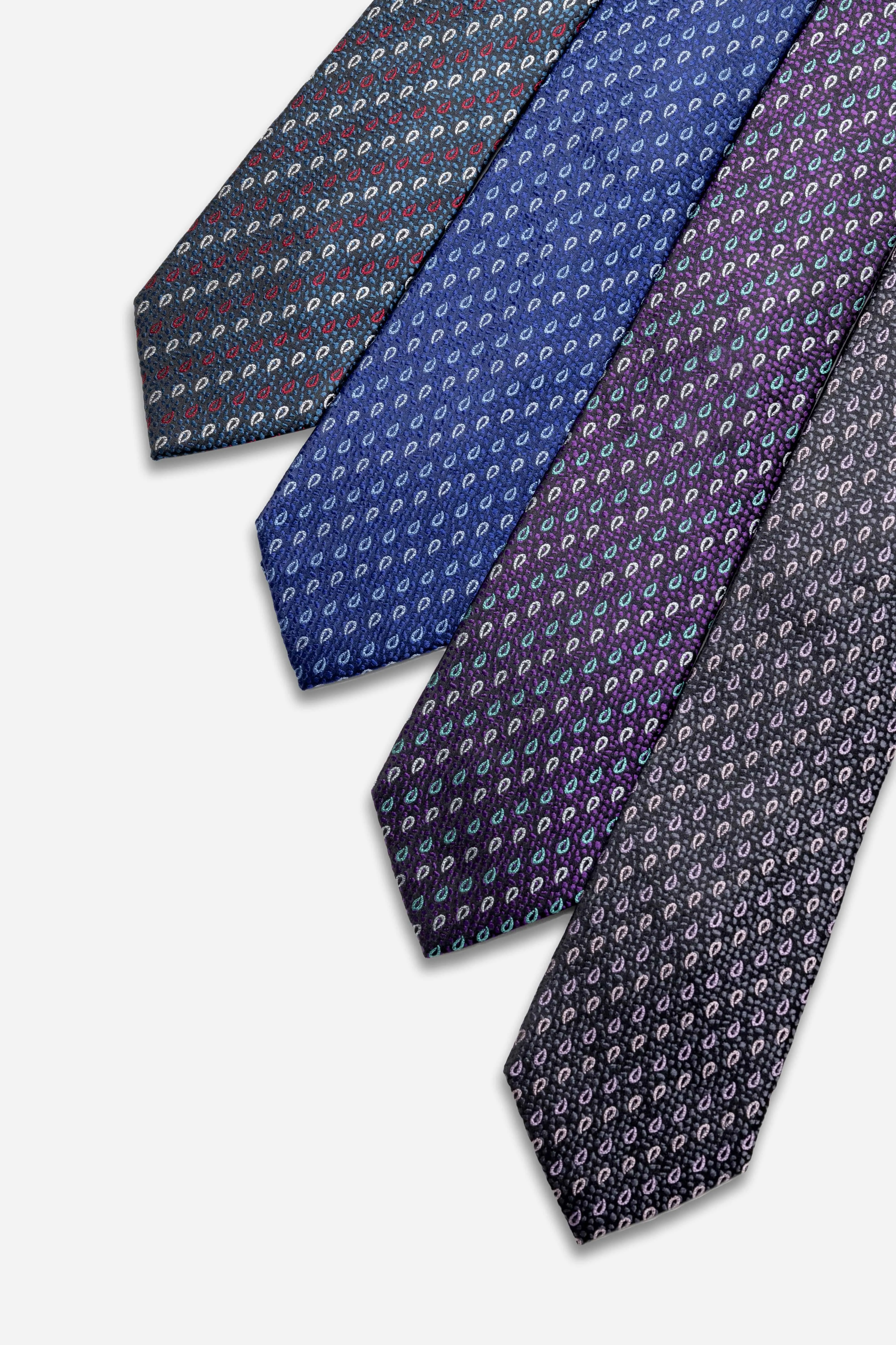Danbury Paisley Silk Tie, Blue / Light Blue / Silver