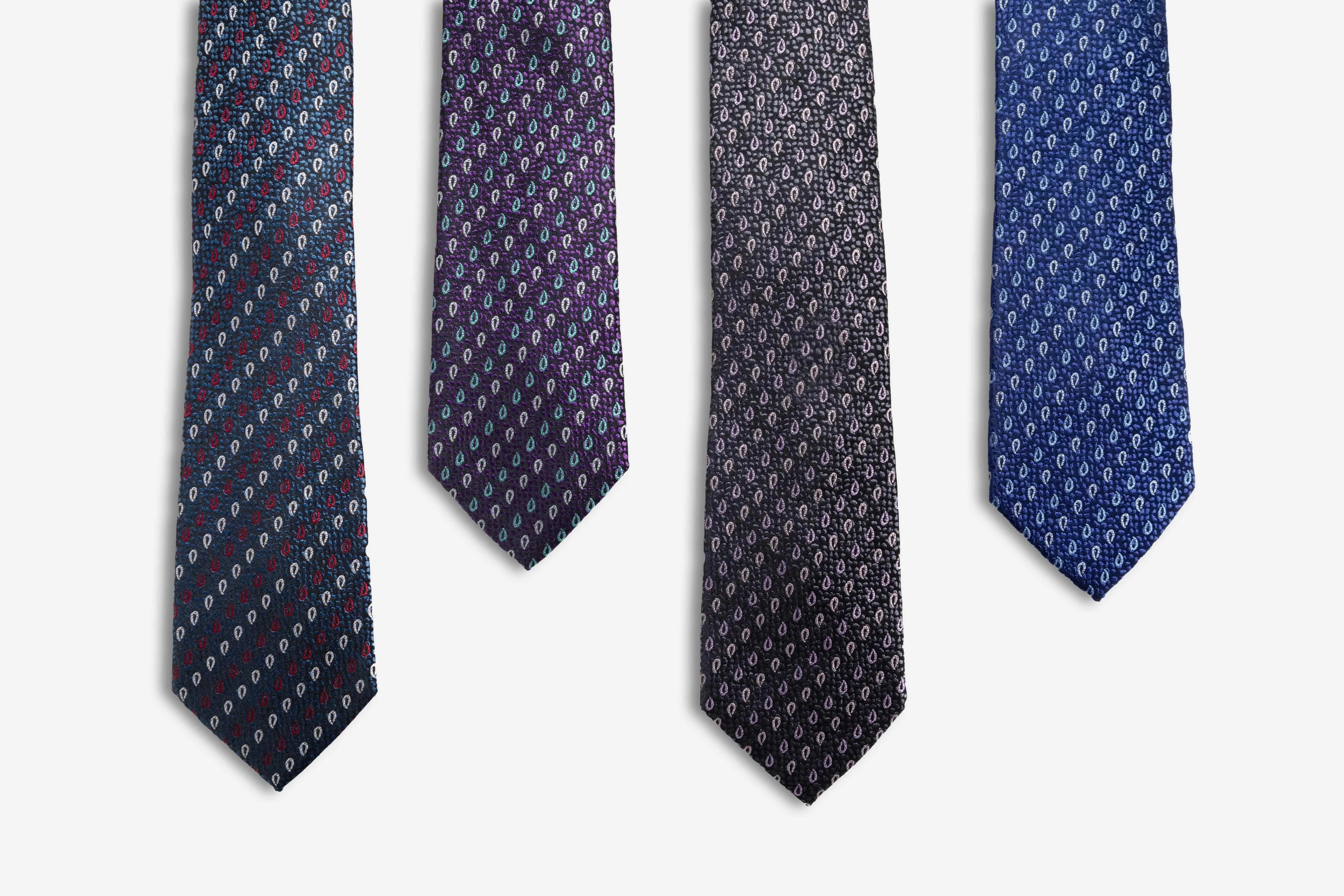 Danbury Paisley Silk Tie, Blue / Light Blue / Silver