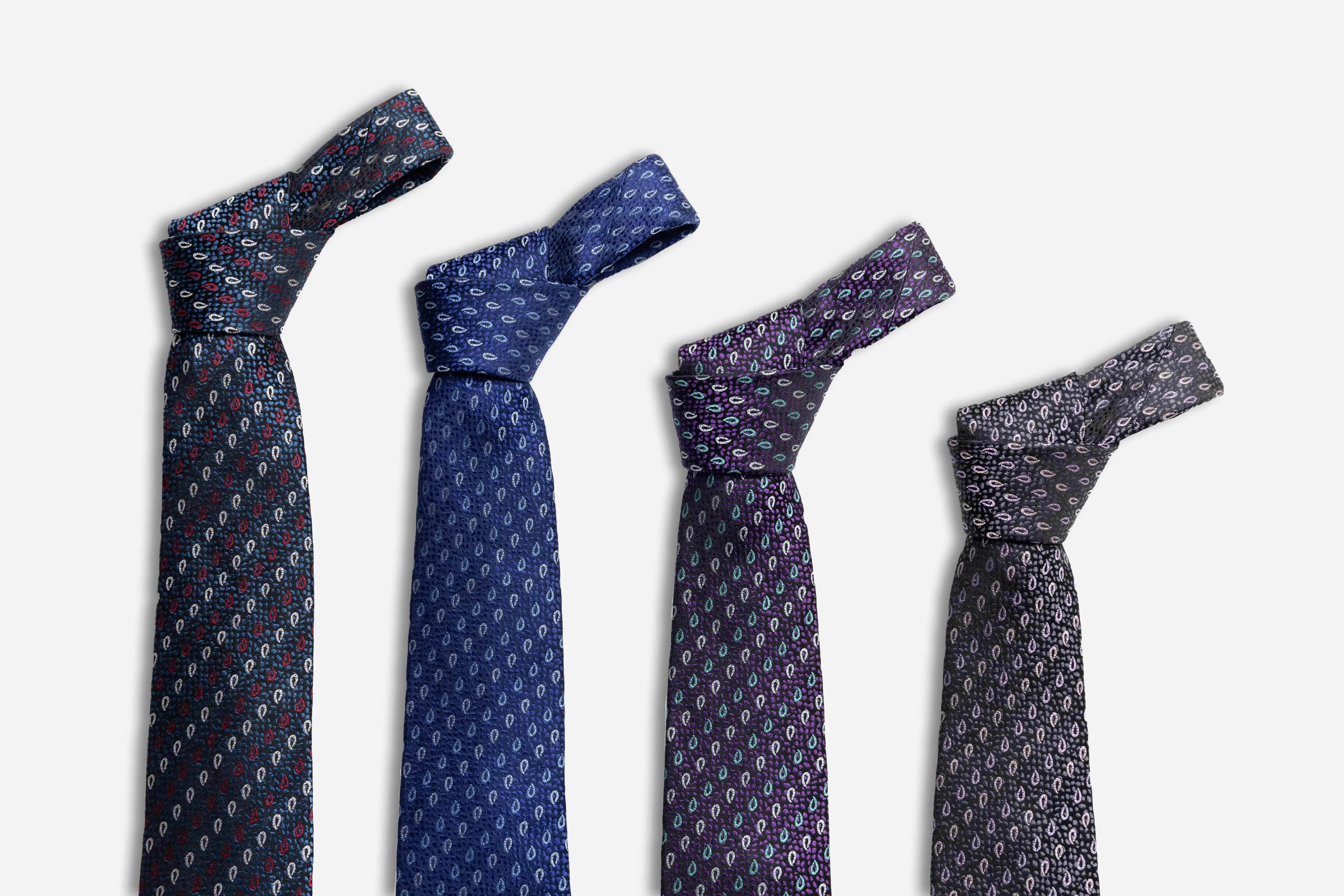Danbury Paisley Silk Tie, Blue / Light Blue / Silver