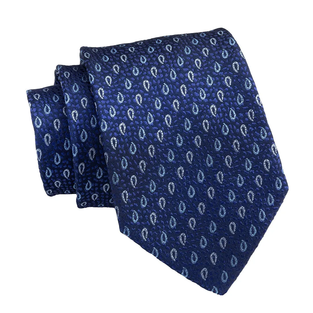Danbury Paisley Silk Tie, Blue / Light Blue / Silver