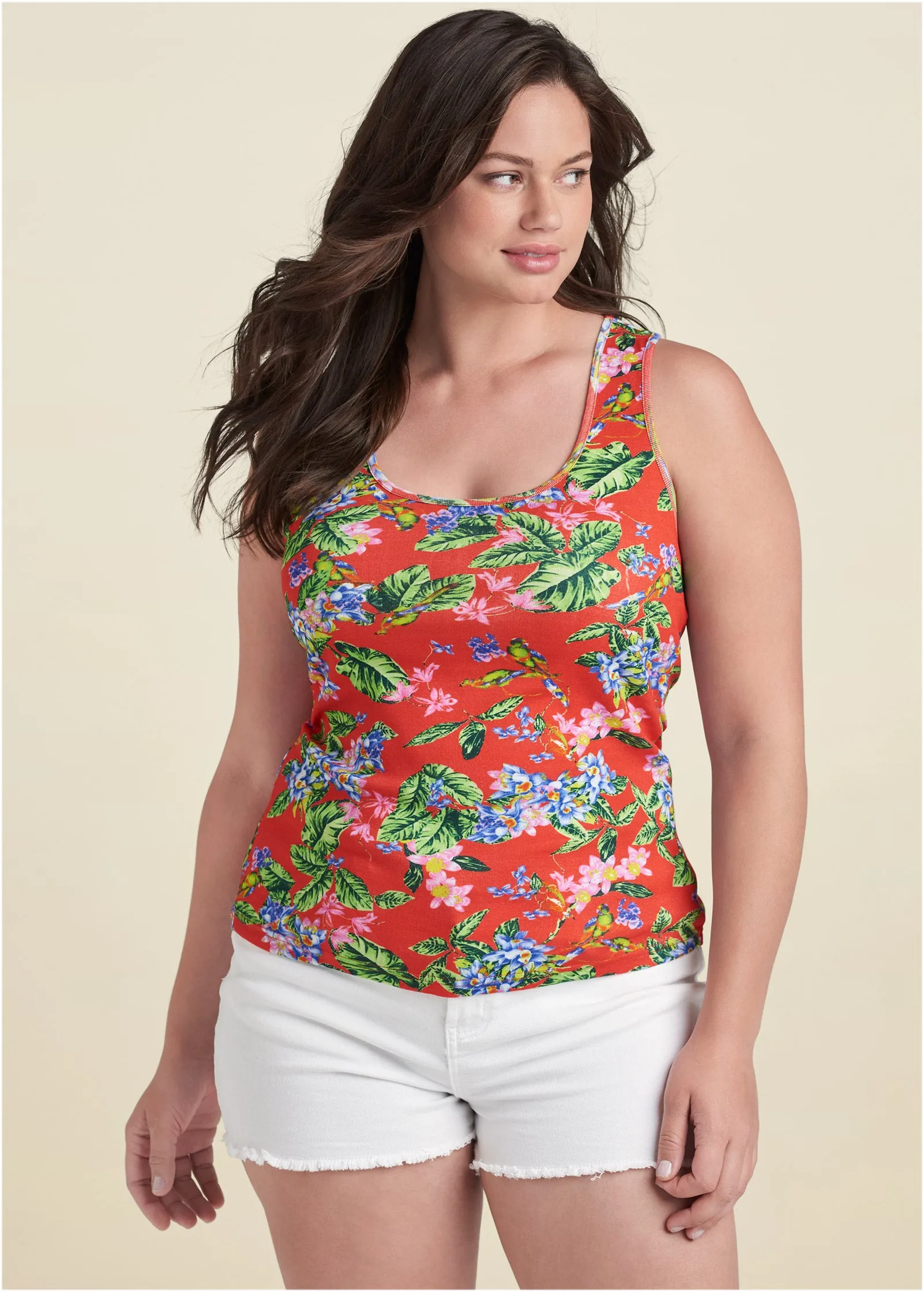 Desert Palm Printed Tank - Red Multi