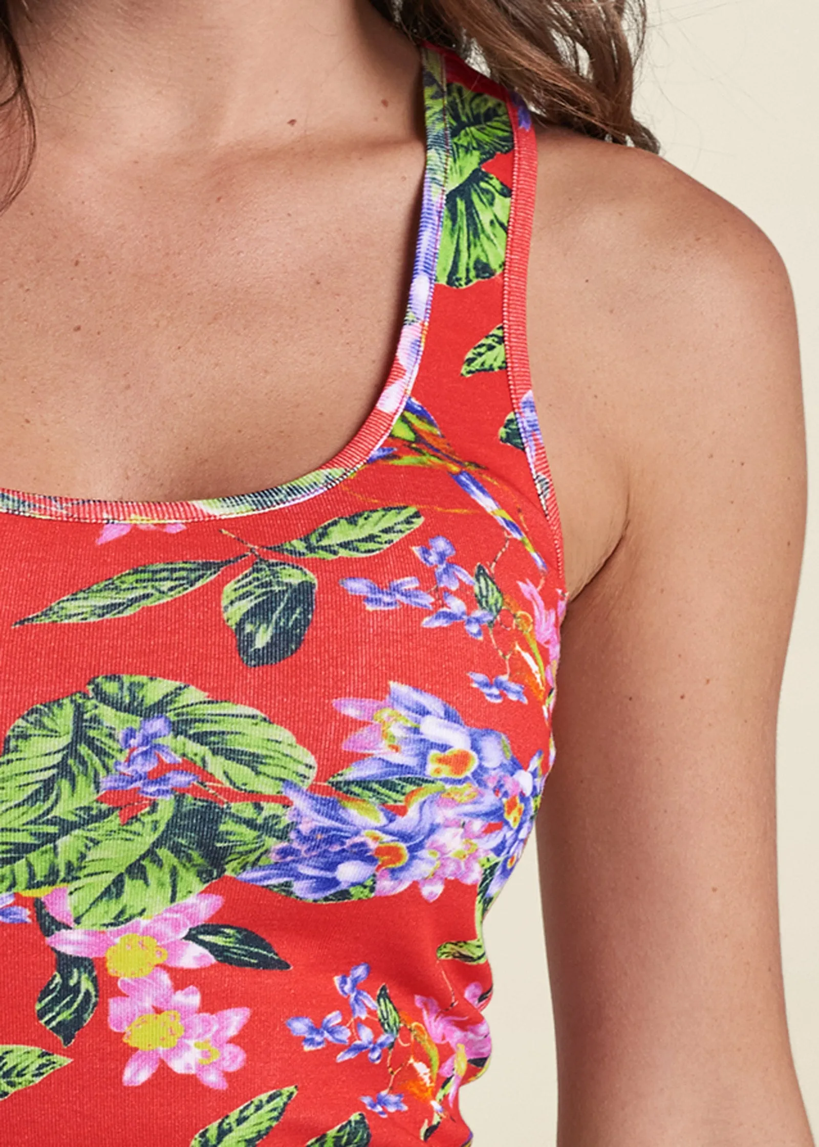 Desert Palm Printed Tank - Red Multi