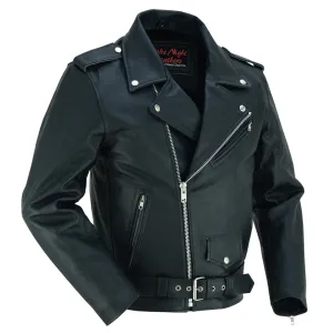 Economy Motorcycle Classic Bike Night Leather Jacket - Plain Sides