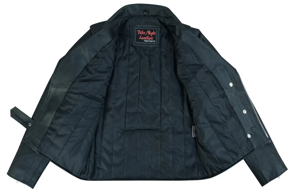 Economy Motorcycle Classic Bike Night Leather Jacket - Plain Sides