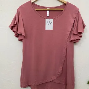 Flutter Sleeve Nursing Top - Dusty Rose