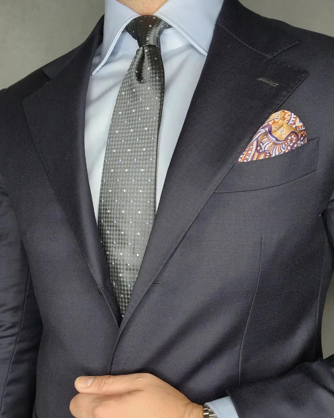 French Creek Polka Dot Silk Tie, Grey / Silver / Light Blue