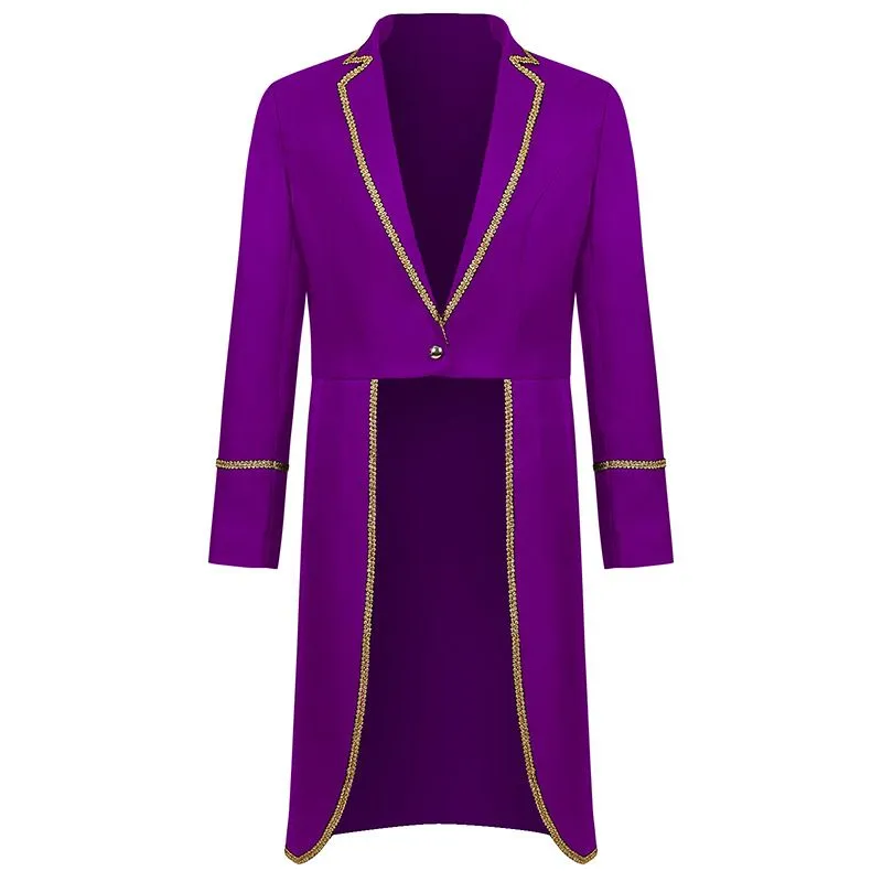Gothic Tailcoat Jacket for Men Circus Ringmaster Costume Halloween Cosplay Tuxedo