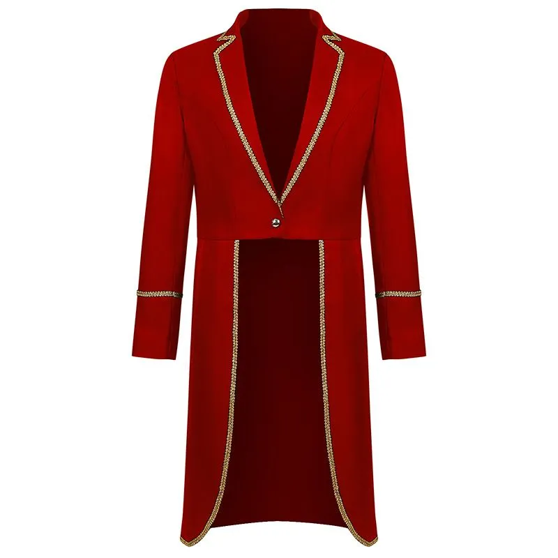 Gothic Tailcoat Jacket for Men Circus Ringmaster Costume Halloween Cosplay Tuxedo