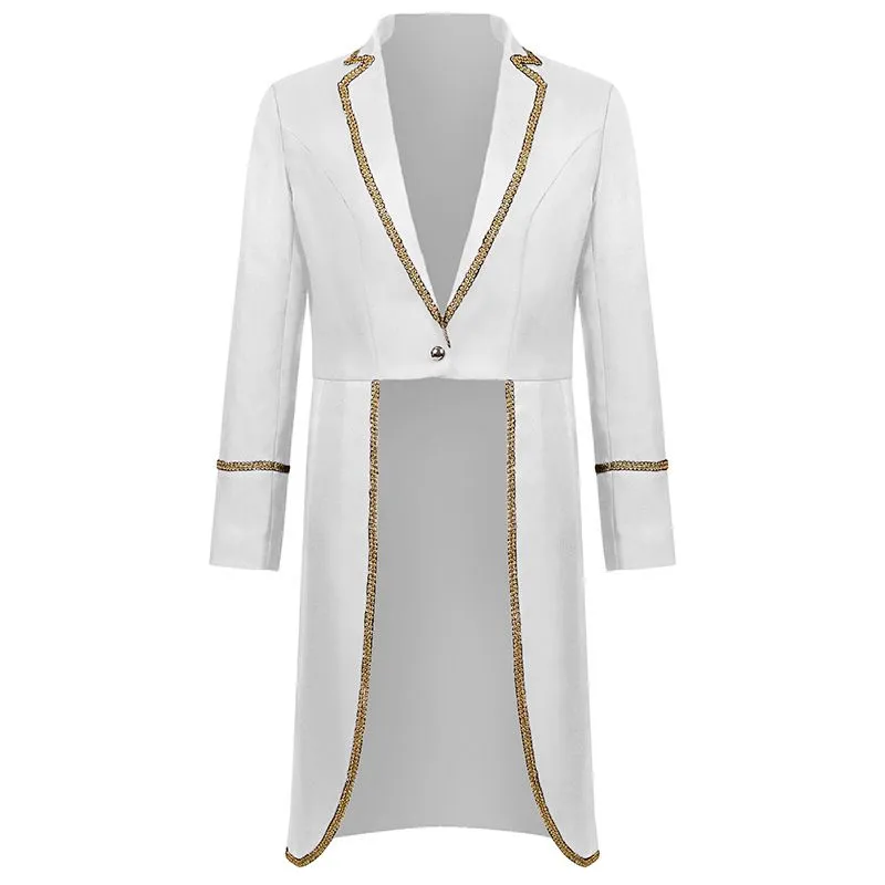 Gothic Tailcoat Jacket for Men Circus Ringmaster Costume Halloween Cosplay Tuxedo