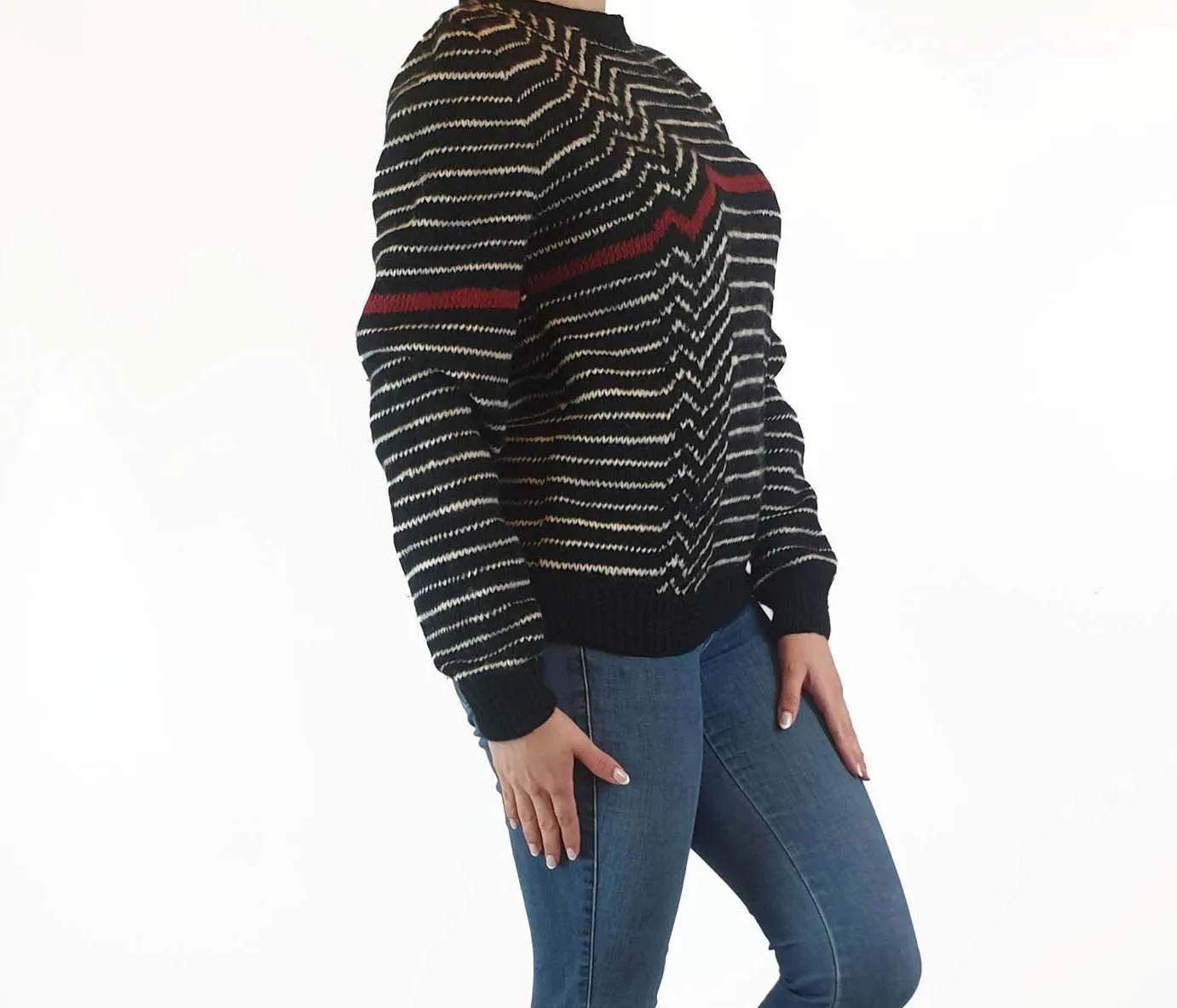 Handmade black and white striped jumper fits size 10