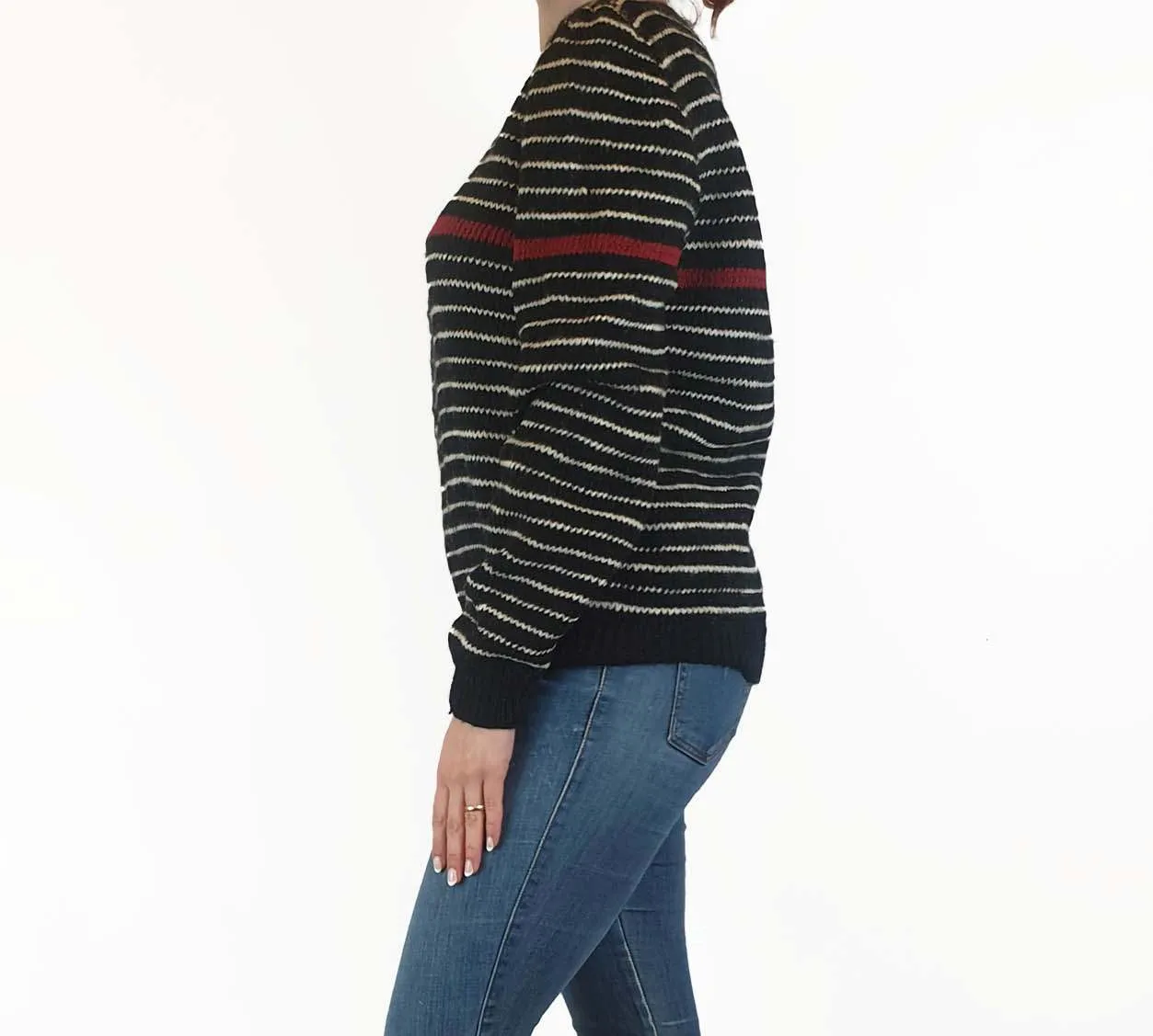 Handmade black and white striped jumper fits size 10
