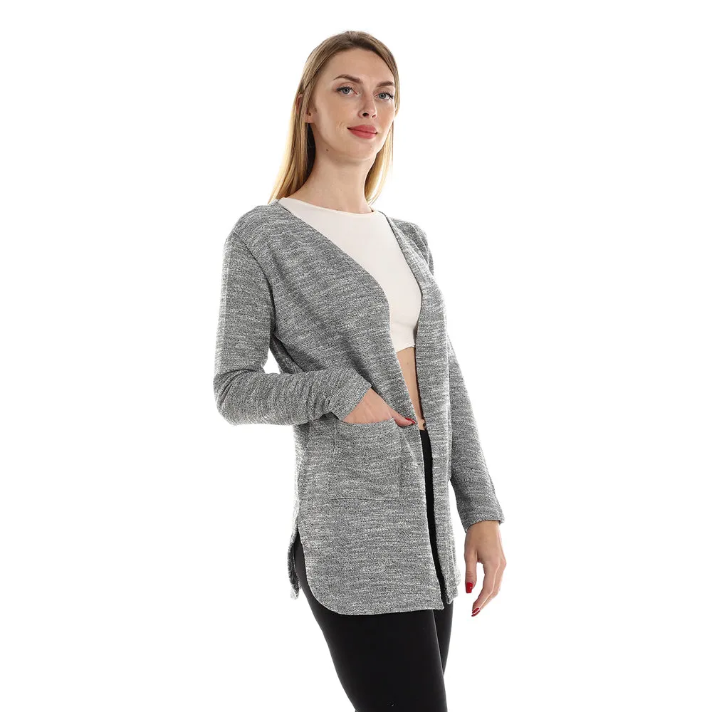 Knitted Pattern Cardigan With Side Pockets - Kady