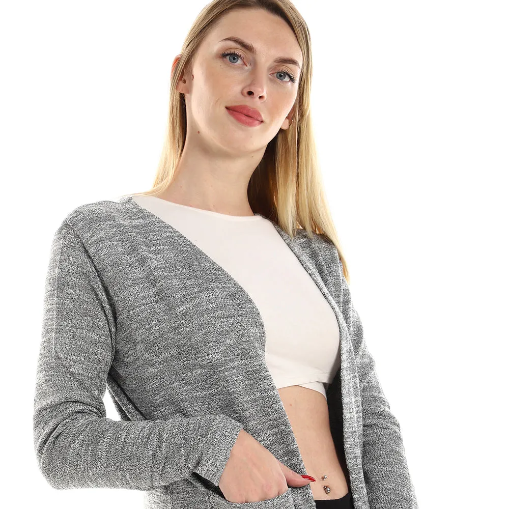 Knitted Pattern Cardigan With Side Pockets - Kady