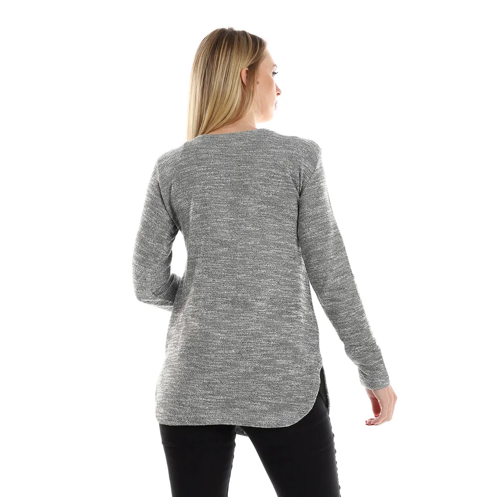 Knitted Pattern Cardigan With Side Pockets - Kady