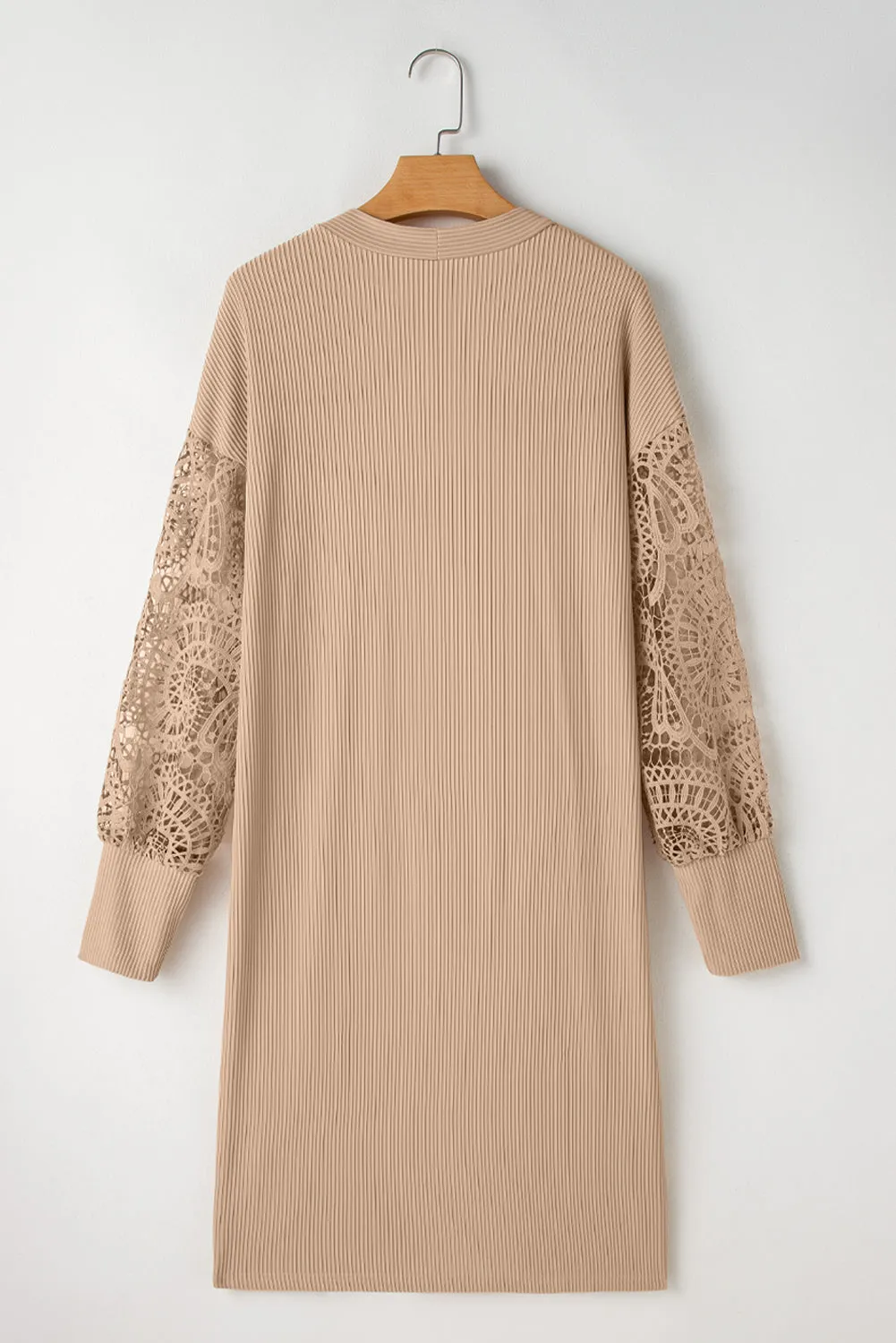 Lace Patchwork Ribbed Duster Cardigan