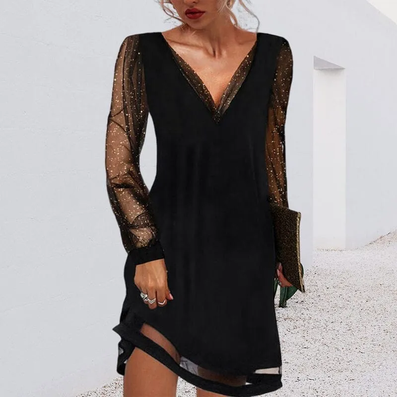 Lace V-Neck Evening Dress