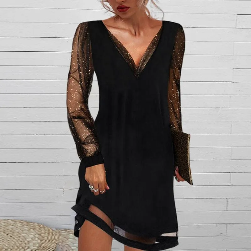 Lace V-Neck Evening Dress