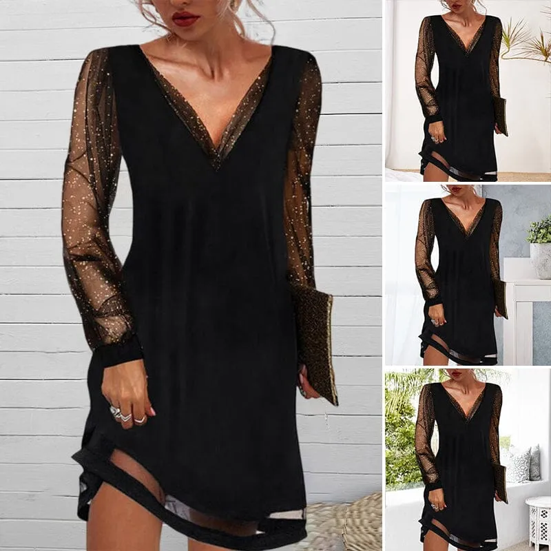 Lace V-Neck Evening Dress