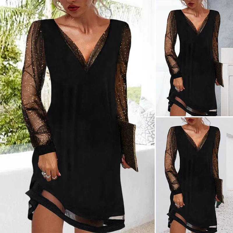 Lace V-Neck Evening Dress