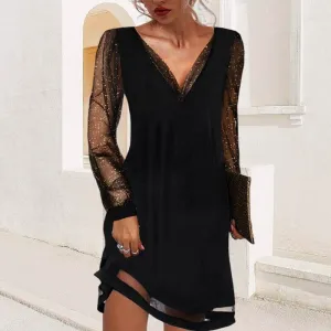 Lace V-Neck Evening Dress