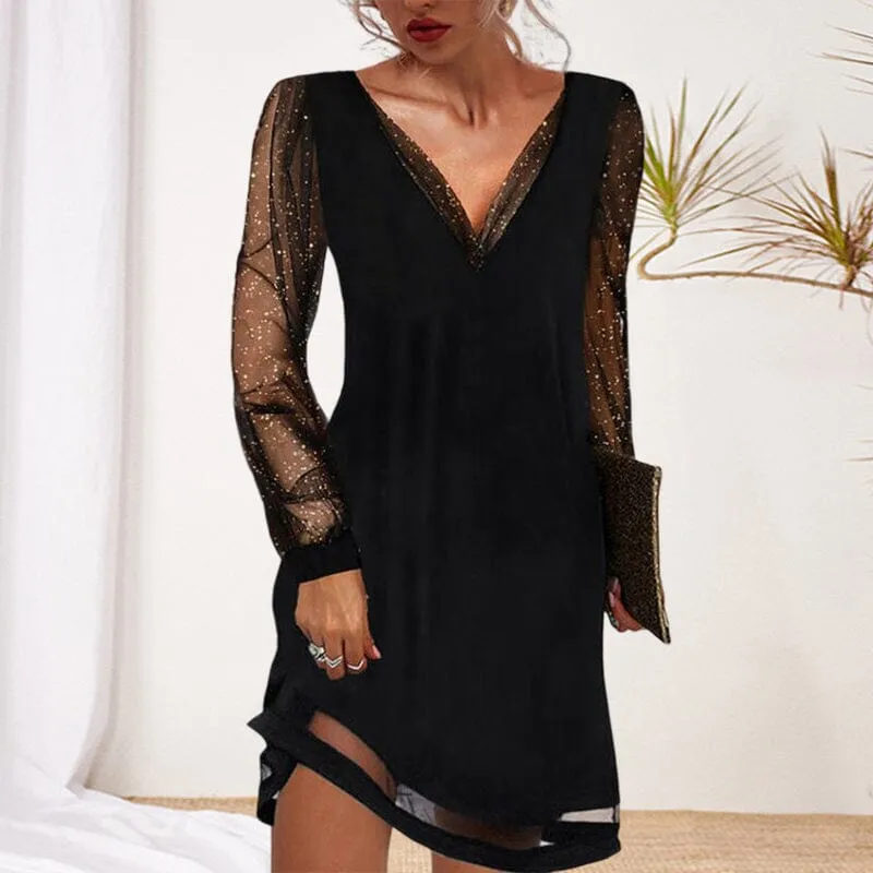 Lace V-Neck Evening Dress
