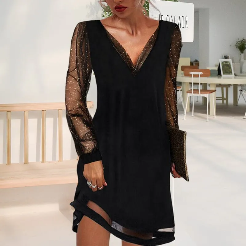 Lace V-Neck Evening Dress