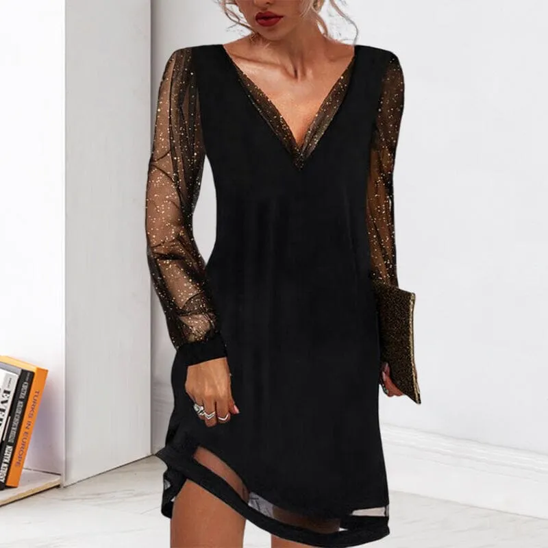 Lace V-Neck Evening Dress