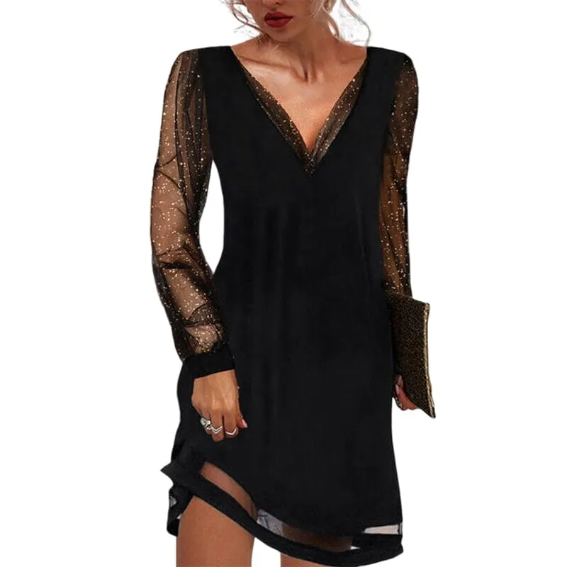 Lace V-Neck Evening Dress