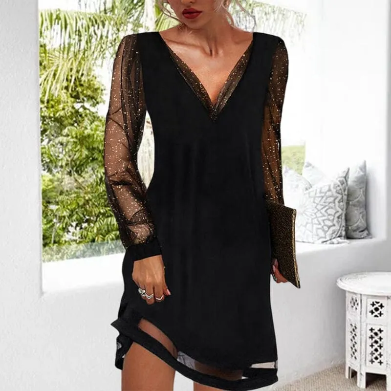 Lace V-Neck Evening Dress
