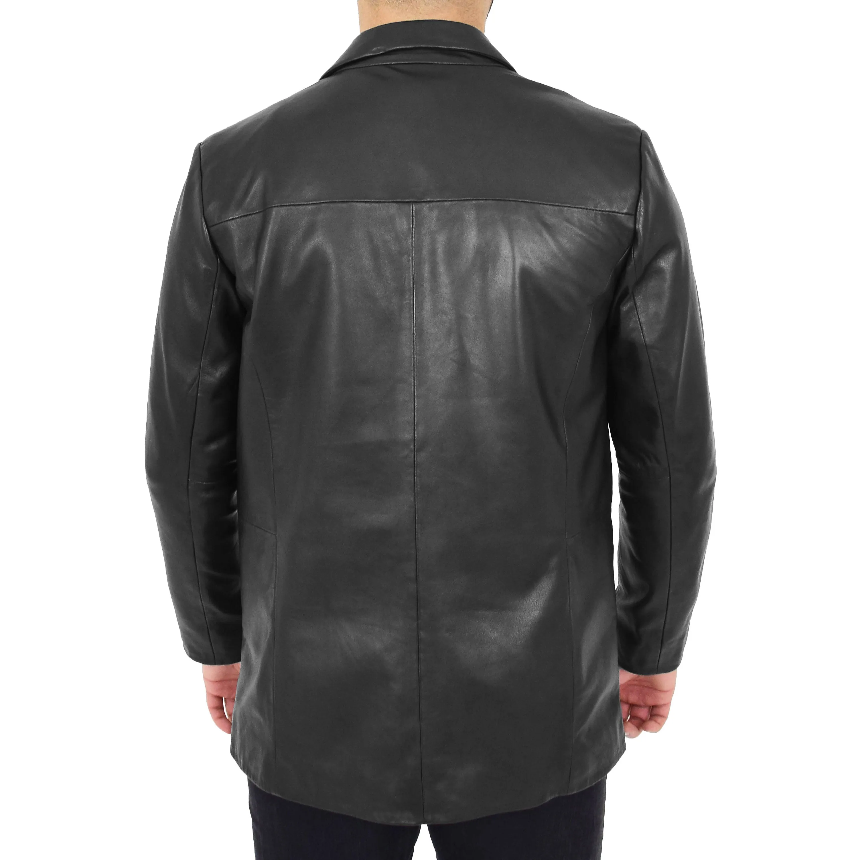 Mens Leather Blazer Real Lambskin Jacket Dinner Suit Style Coat Dean Black