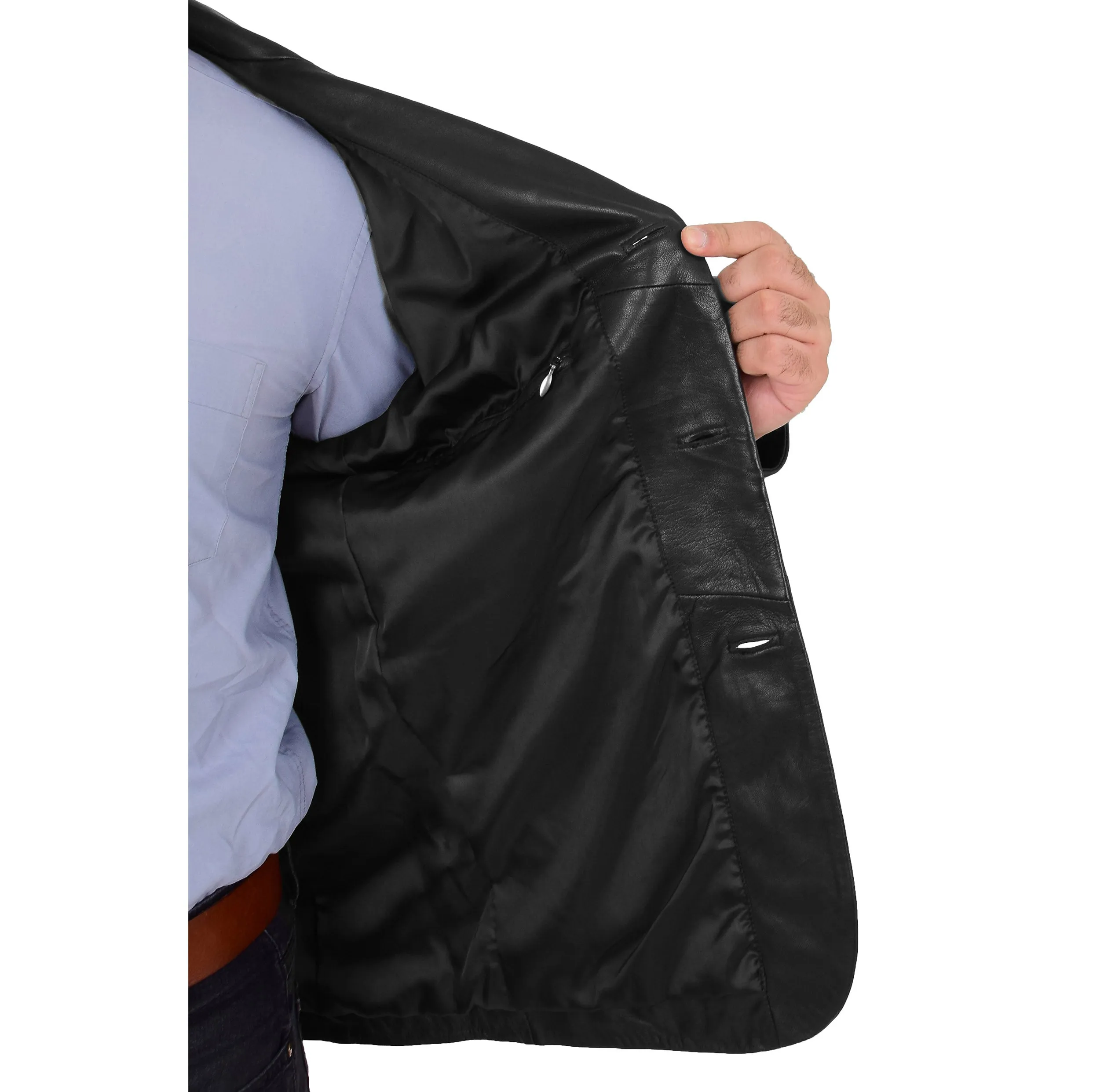 Mens Leather Blazer Real Lambskin Jacket Dinner Suit Style Coat Dean Black