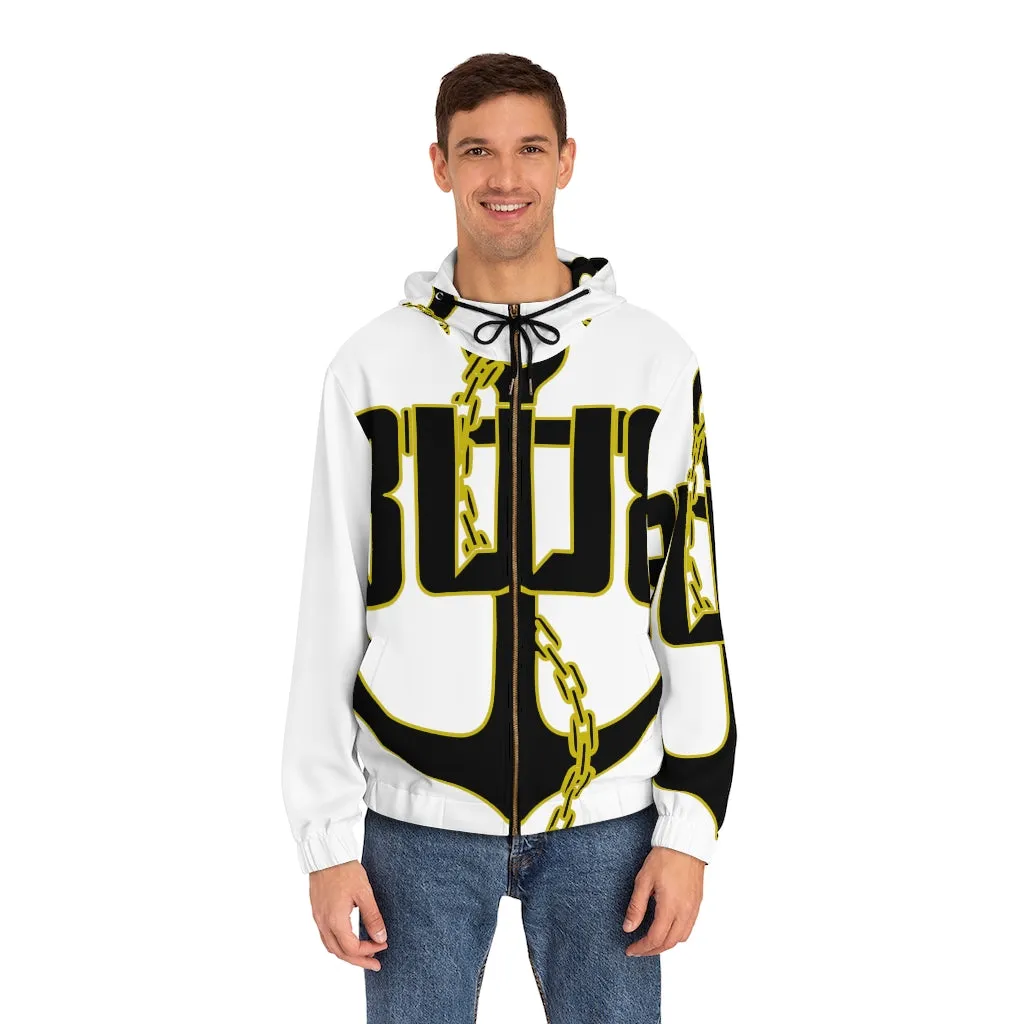 Men's White Full-Zip Hoodie
