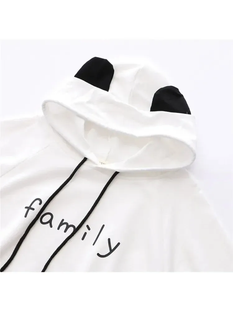 Metaversmall Women Cloak Outerwear Cartoon Cat Print With Ears On Hood Hoodies Coat Pullover Poncho Jacket  Hooded