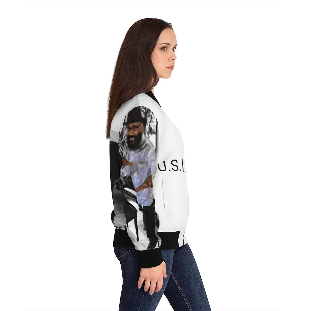 M.U.S.I.C. World HQ  Album Cover Series Women's Bomber Jacket (AOP)