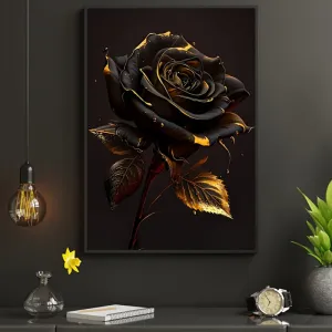 Mysterious Vintage Black Rose Canvas Autumn Wall Decor 1pc