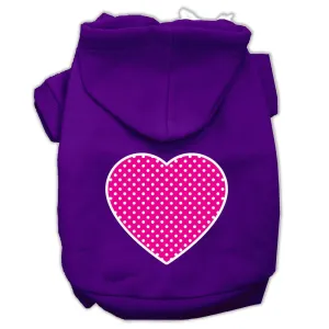 Pink Swiss Dot Heart Screen Print Pet Hoodies Purple Size XXL (18)