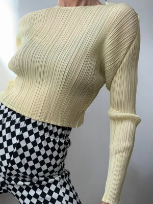 Pleat Me Long Sleeve Crop Top Straw