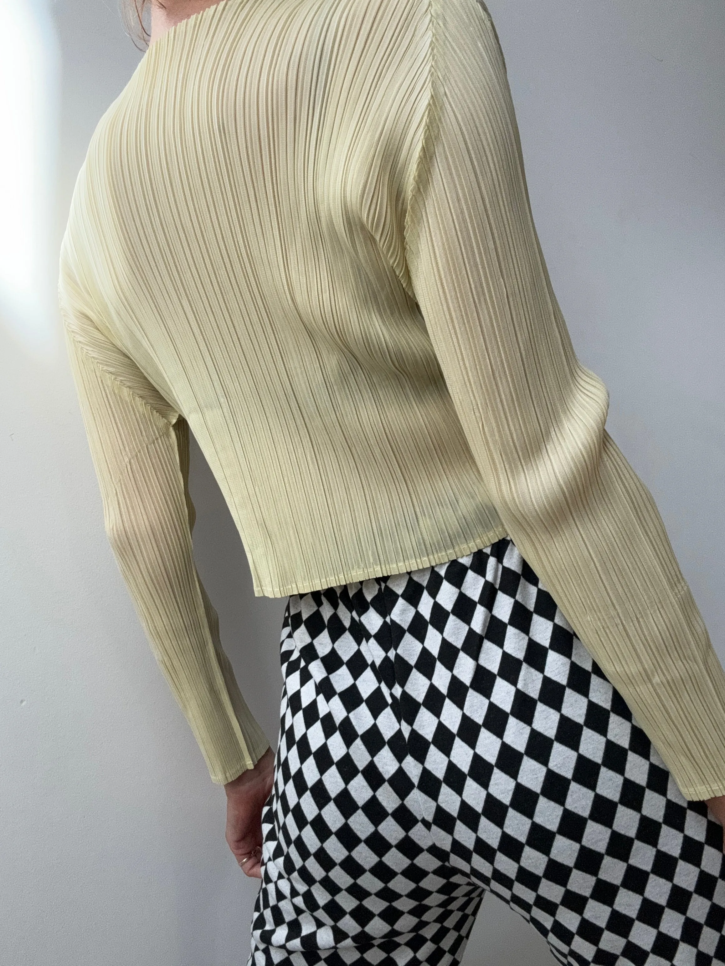 Pleat Me Long Sleeve Crop Top Straw