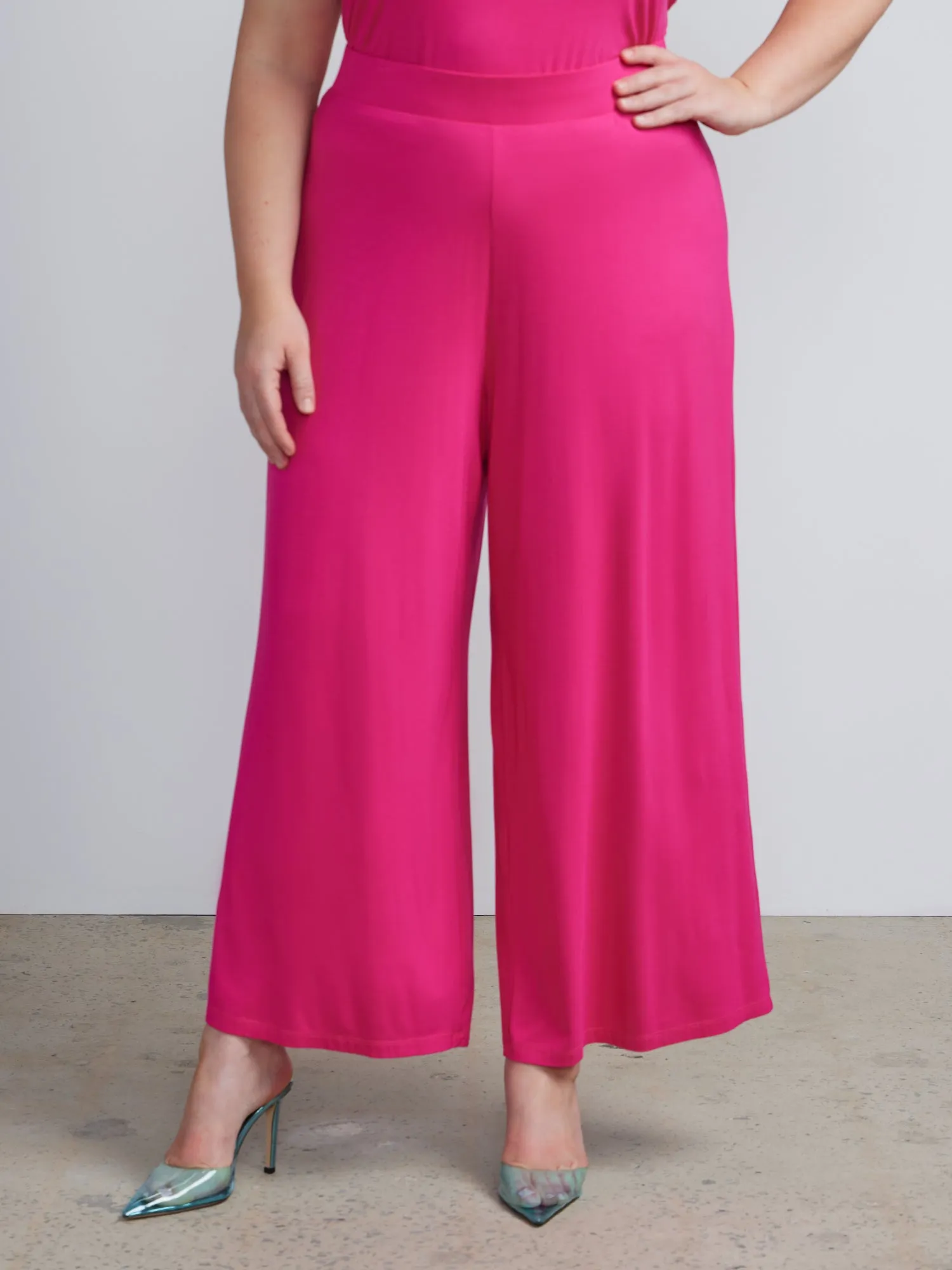 Plus Knit Wide Leg Pants