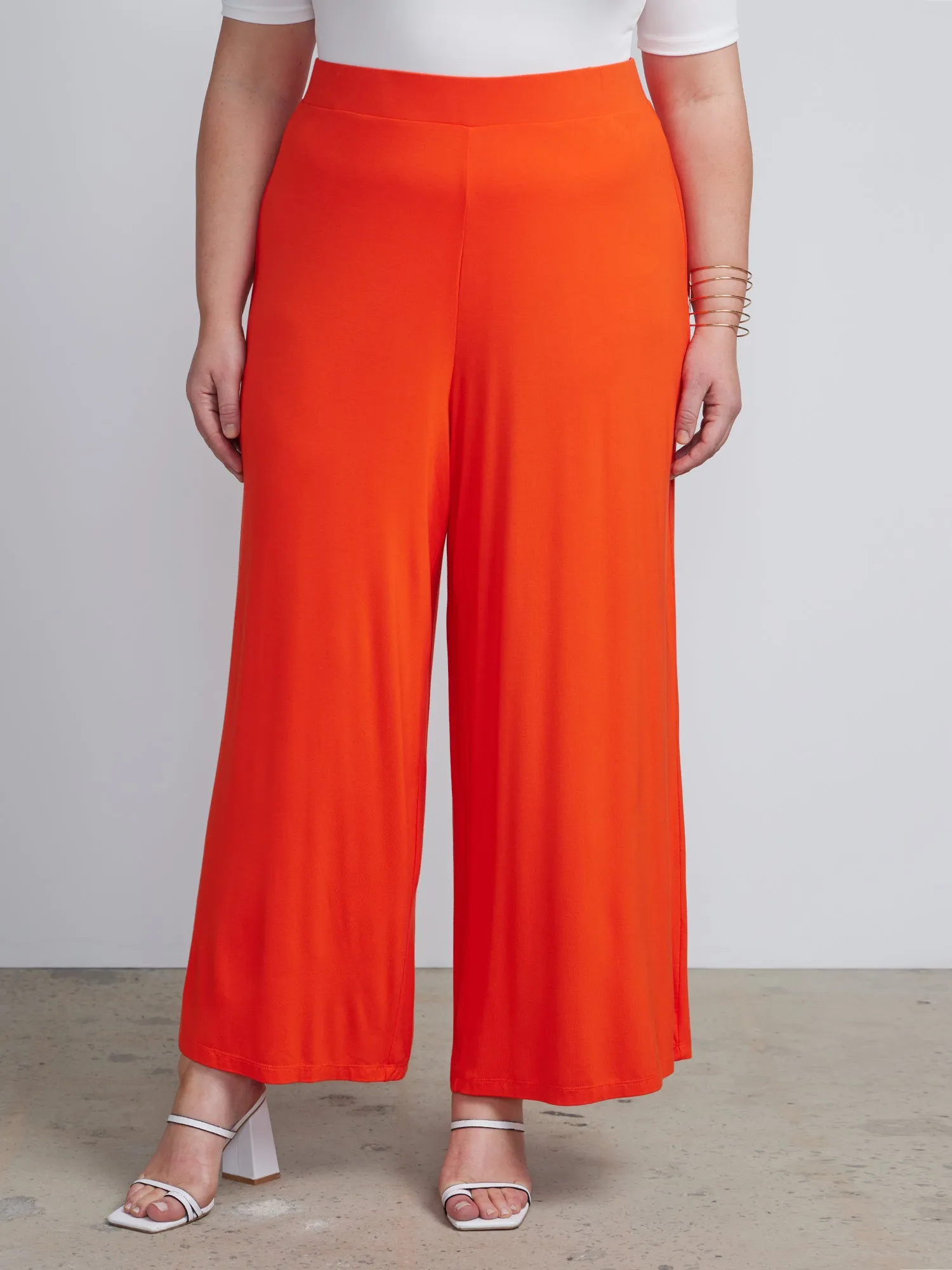 Plus Knit Wide Leg Pants