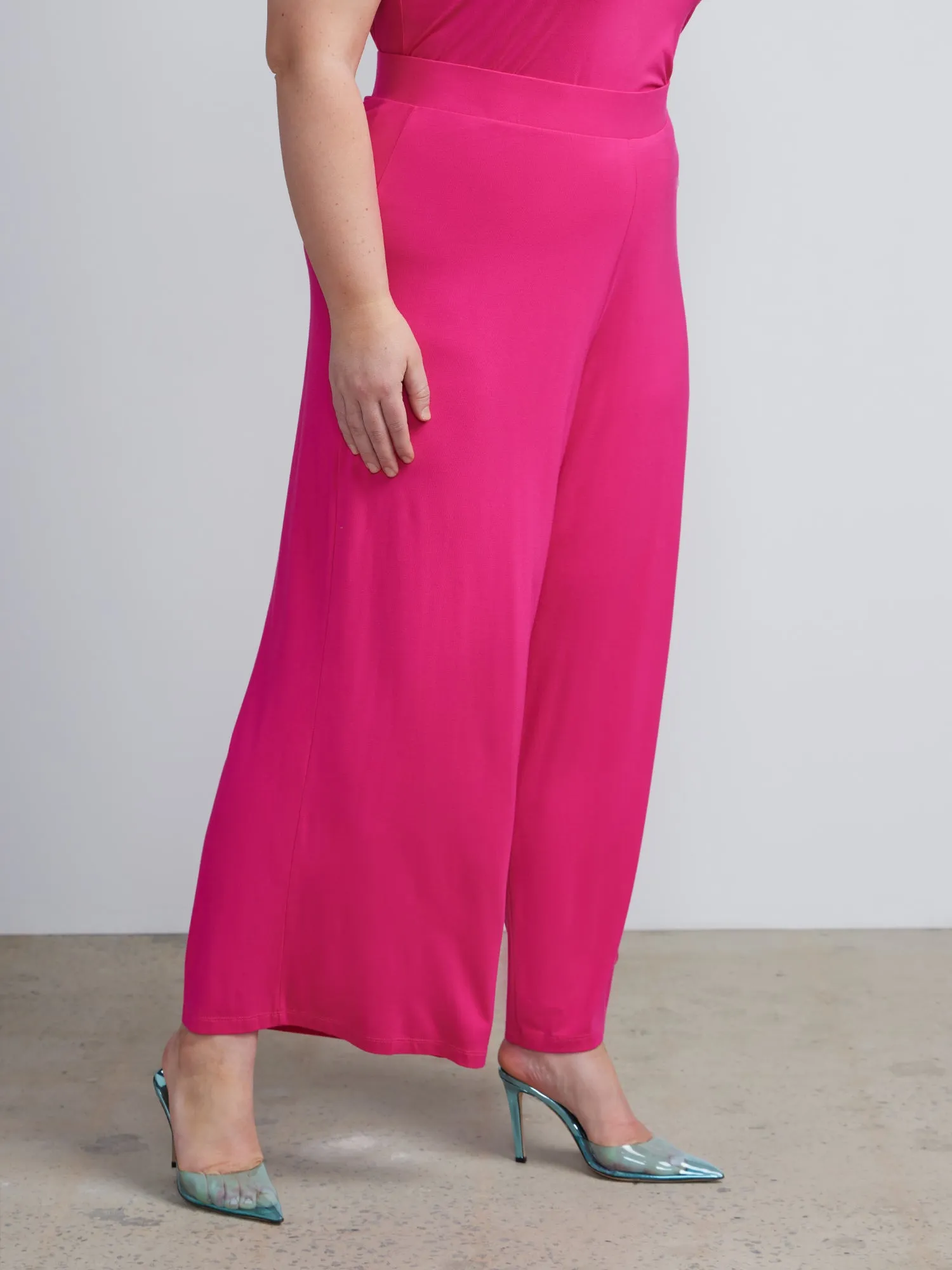 Plus Knit Wide Leg Pants