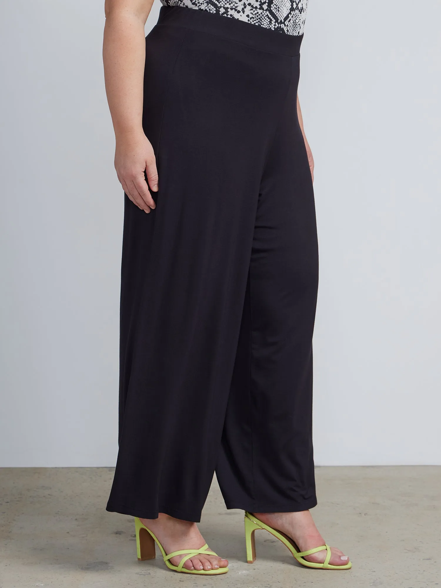 Plus Knit Wide Leg Pants