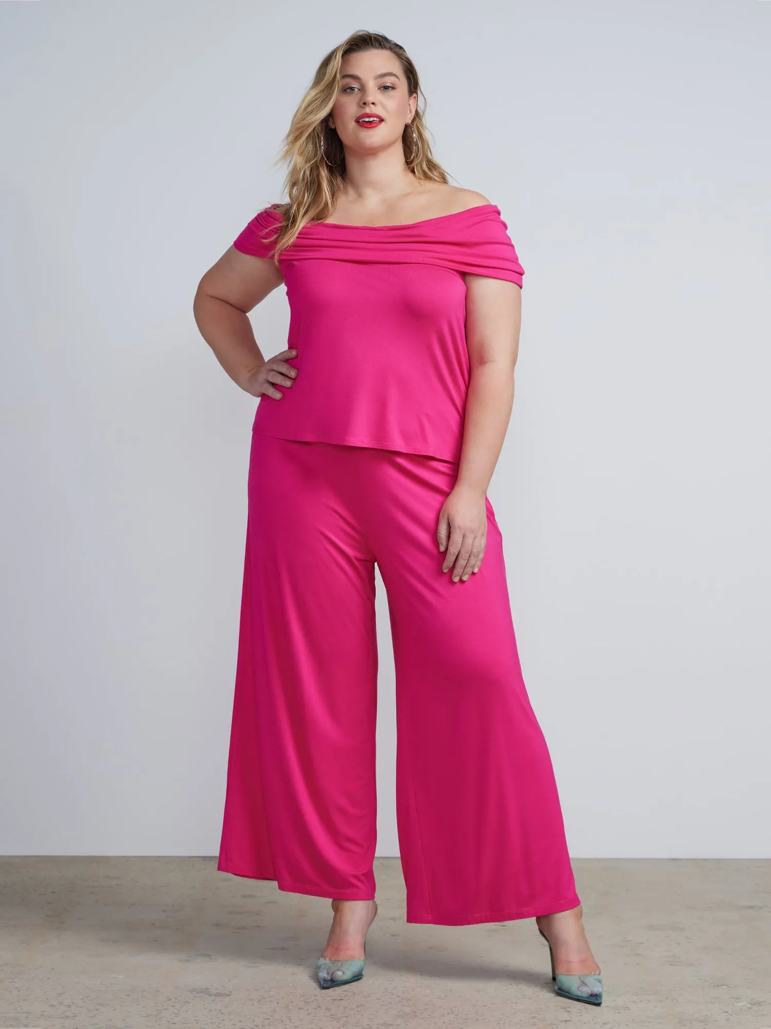 Plus Knit Wide Leg Pants
